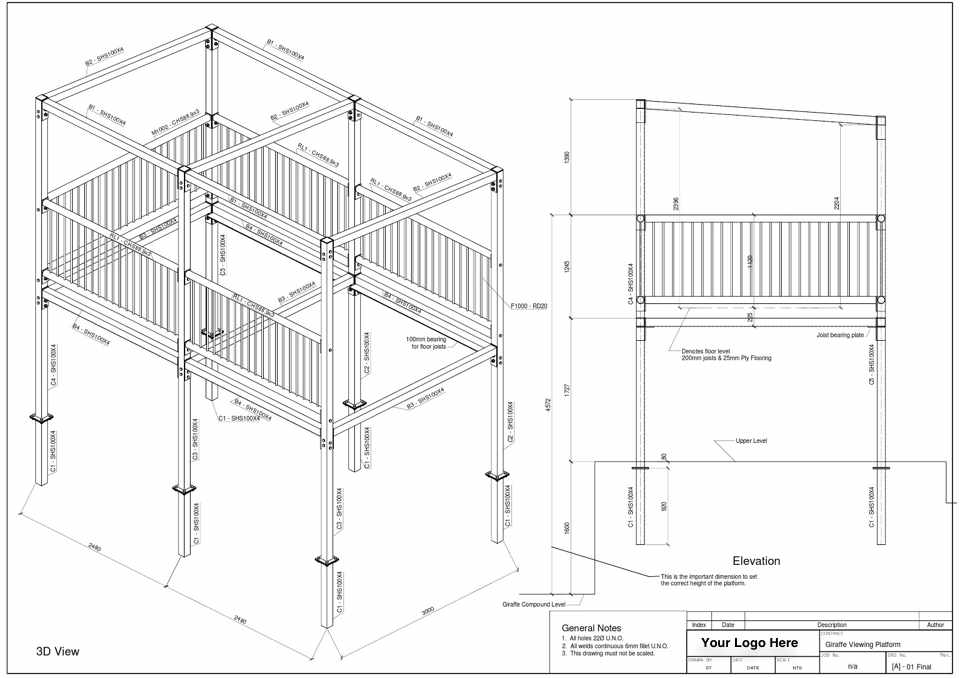 3D view of a steel platform